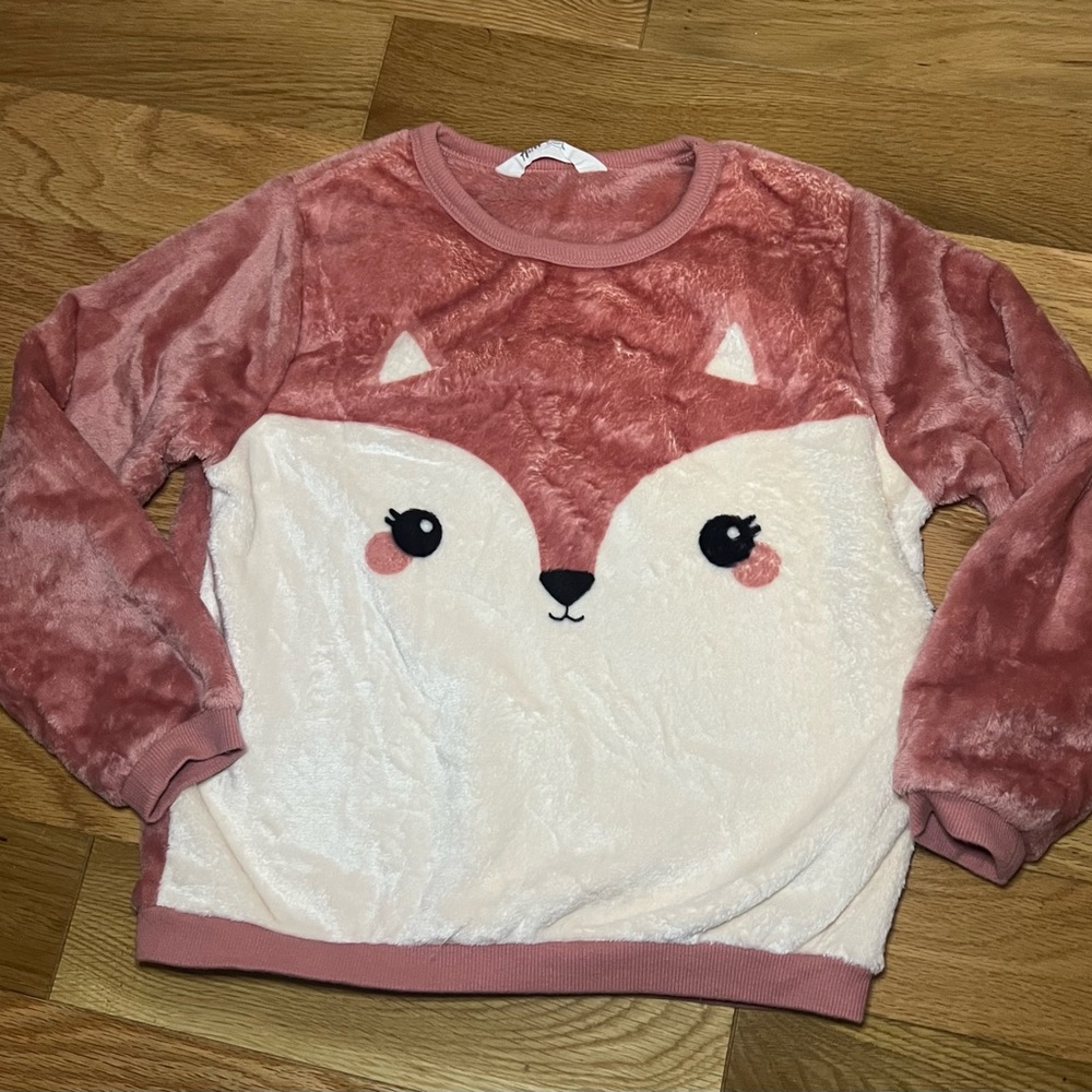 Adorable Pink and Cream Fox Kids Sweatshirt